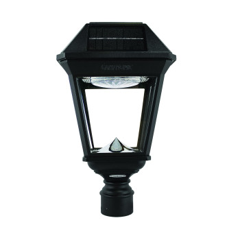 Gama Sonic Imperial Iii Solar Post Light Black Aluminum And Glass Outdoor Lamp 300 Lumen Dual Color Temperature 3Inch Fitte