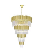 Deco 34 Light Down Chandelier With Medallion Gold Finish