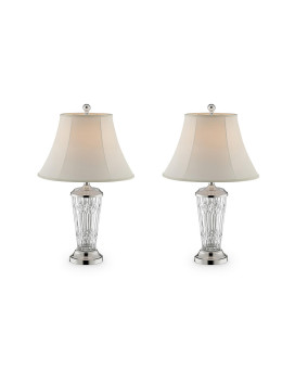 Table Lamp With Semi Fluted Glass Base Set Of 2 Off White