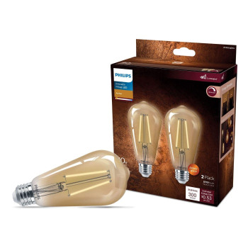 Philips Led Vintage Flickerfree Amber Spiral St19 Dimmable Eyecomfort Technology 400 Lumen Amber Light2000K 65W60W Ti