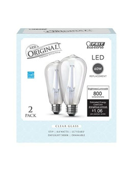 Feit Electric St19 E26 Medium Filament Led Bulb Daylight 60 Watt Equivalence 2 Pk Case Of 1