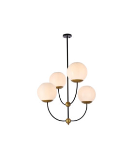 Lennon 315 Inch Pendant In Black And Brass With White Shade