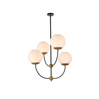 Lennon 315 Inch Pendant In Black And Brass With White Shade