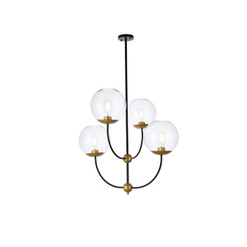 Lennon 315 Inch Pendant In Black And Brass With Clear Shade