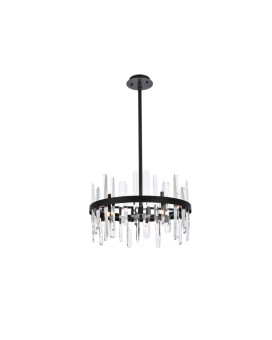 Serena 20 Inch Crystal Round Pendant In Black