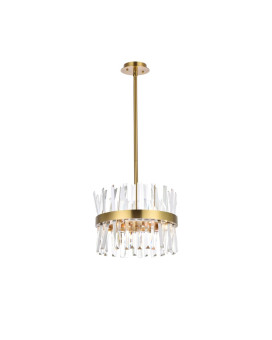 Serephina 16 Inch Crystal Round Pendant Light In Satin Gold