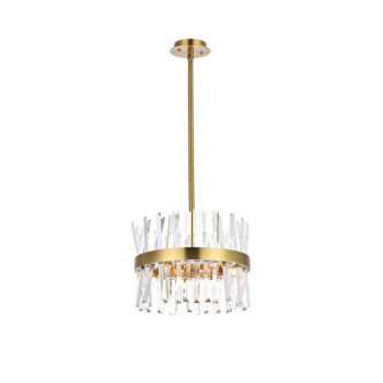 Serephina 16 Inch Crystal Round Pendant Light In Satin Gold