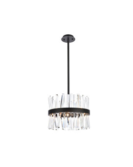 Serephina 16 Inch Crystal Round Pendant Light In Black