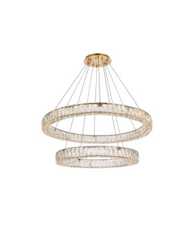 Monroe 36 Inch Led Double Ring Chandelier In Gold