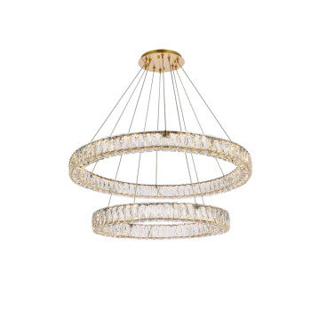 Monroe 36 Inch Led Double Ring Chandelier In Gold