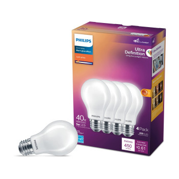 Philips Led Flickerfree Frosted Dimmable A19 Light Bulb Eyecomfort Technology 800 Lumen Soft White 2700K 8W60W E26