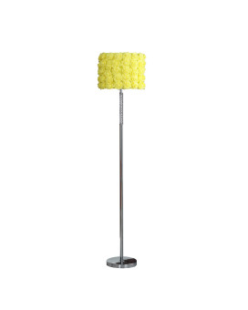 Finn 63 Inch Glamorous Floor Lamp Rose Accent Shade 100W Yellow Silver