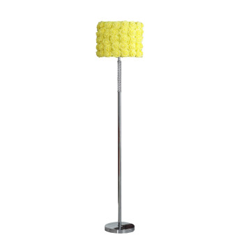 Finn 63 Inch Glamorous Floor Lamp Rose Accent Shade 100W Yellow Silver