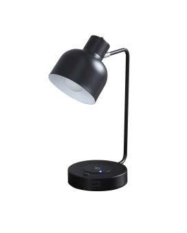 15 Inch Metal Table Lamp Adjustable Shade Wireless Charging Black