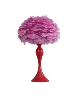 Lily 24 Inch Metal Glam Feather Table Lamp Candlestick 40W Pink Red