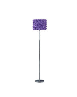 Finn 63 Inch Glamorous Floor Lamp Rose Accent Shade 100W Purple Silver