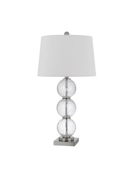 29 Inch Accent Table Lamp Set Of 2 Stacked Crackle Glass Balls Silver