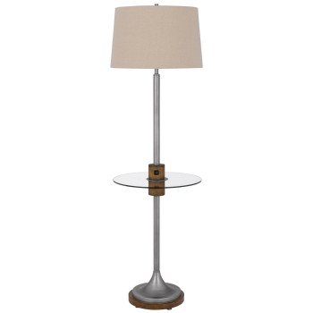 61 Inch Modern Floor Lamp Glass Tray Table 1 Usb Port Antique Silver