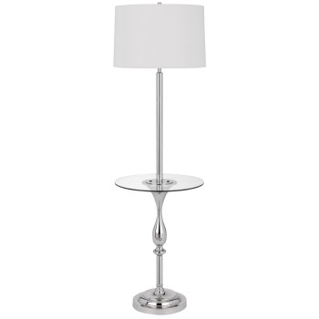 Ava 61 Inch Modern Floor Lamp Glass Tray Table 1 Usb Port Glossy Chrome