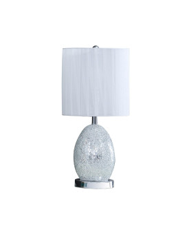 20 Inch Glass Table Lamp 9W Led 3 Way Switch Egg Shape Silver