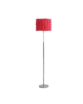 Finn 63 Inch Glamorous Floor Lamp Rose Accent Shade 100W Pink Silver