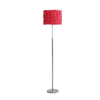 Finn 63 Inch Glamorous Floor Lamp Rose Accent Shade 100W Pink Silver