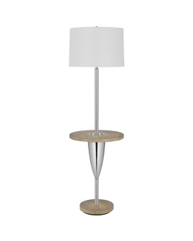 Charlie 61 Inch Modern Floor Lamp Wood Table 1 Usb Glossy White Brown