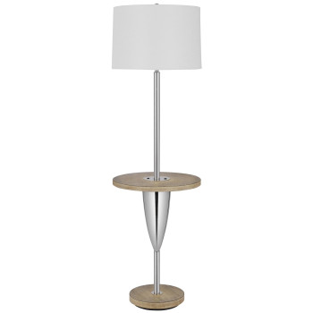 Charlie 61 Inch Modern Floor Lamp Wood Table 1 Usb Glossy White Brown