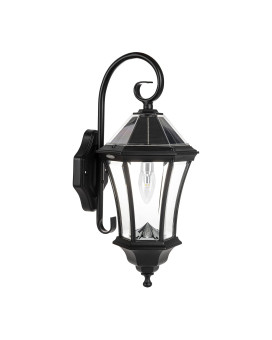 Gama Sonic Victorian Solar Wall Light Outdoor Solar Lamp Cast Aluminum Sconce 150 Lumens Warm White Led Black 94Bm50010