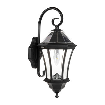 Gama Sonic Victorian Solar Wall Light Outdoor Solar Lamp Cast Aluminum Sconce 150 Lumens Warm White Led Black 94Bm50010