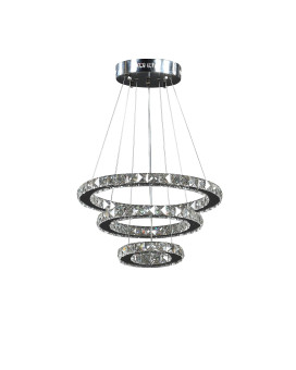 12 47 Inch Ringed Adjustable Chandelier 3 Circles Design Chrome Silver