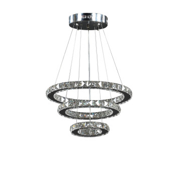 12 47 Inch Ringed Adjustable Chandelier 3 Circles Design Chrome Silver