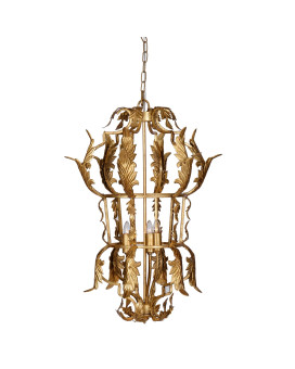 20 Inch Luxury Grade 3 Light Chandelier Acanthus Leaf Metal Gold Finish