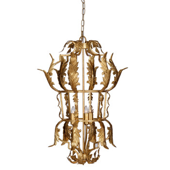 20 Inch Luxury Grade 3 Light Chandelier Acanthus Leaf Metal Gold Finish