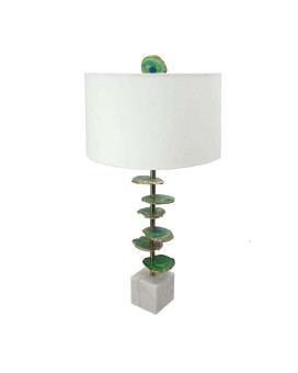 Parks 30 Inch Table Lamp With Agate Slices And Linen Drum Shade White