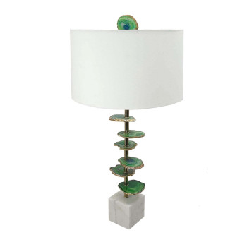 Parks 30 Inch Table Lamp With Agate Slices And Linen Drum Shade White