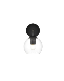 Genesis 1 Light Black And Clear Bath Sconce