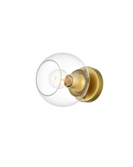 Rogelio 1 Light Brass And Clear Bath Sconce