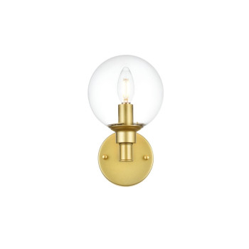 Jaelynn 1 Light Brass And Clear Bath Sconce