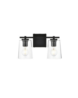 Kacey 2 Light Black And Clear Bath Sconce