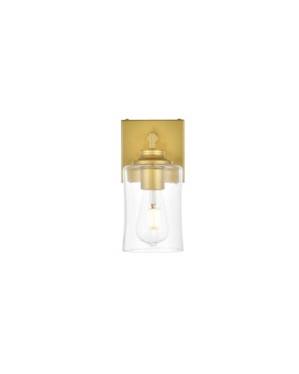 Ronnie 1 Light Brass And Clear Bath Sconce