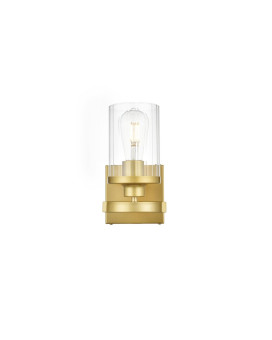 Saanvi 1 Light Brass And Clear Bath Sconce