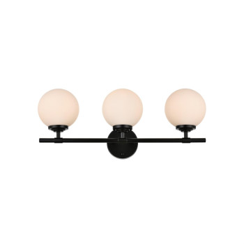 Ansley 3 Light Black And Frosted White Bath Sconce