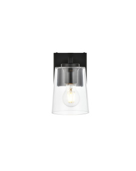 Kacey 1 Light Black And Clear Bath Sconce