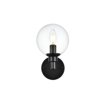 Jaelynn 1 Light Black And Clear Bath Sconce