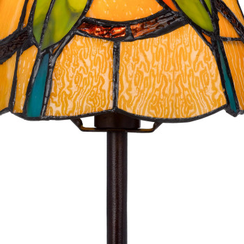 Eli 13 Inch Accent Lamp Painted Avian Pair Tiffany Style Shade Multicolor