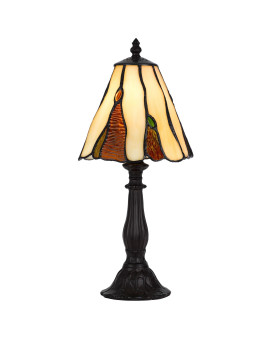 Eli 14 Inch Accent Lamp Scalloped Stained Tiffany Style Shade Dark Bronze