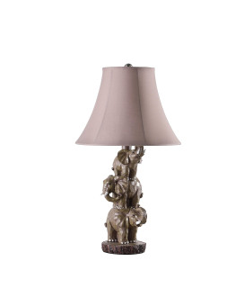 21 In Wildlife 3 Stacked Elephants Polyresin Table Lamp