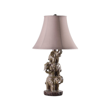 21 In Wildlife 3 Stacked Elephants Polyresin Table Lamp