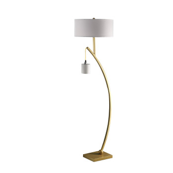 59 In Contemporary Dual Gold Arc With Hanging Pendelum Lamp Metal Floor Lamp